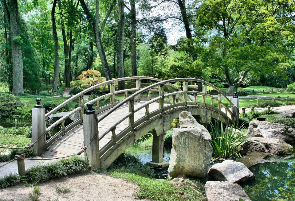 bridge japanese garden arch park at woodward park